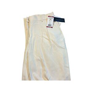 French Connection Women's Cream High-Waisted Trousers Pleated Front Side Zipper